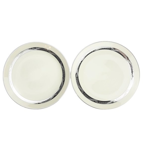 Flintridge China Bridal Wreath Platinum Trim Salad Plates Set Of 2 - Picture 1 of 12